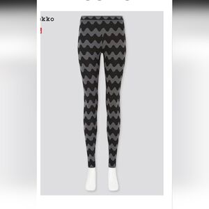 Merimekko X Uniqlo Heattech Extra Warm Grey/Black Lokki Leggings, Size Large